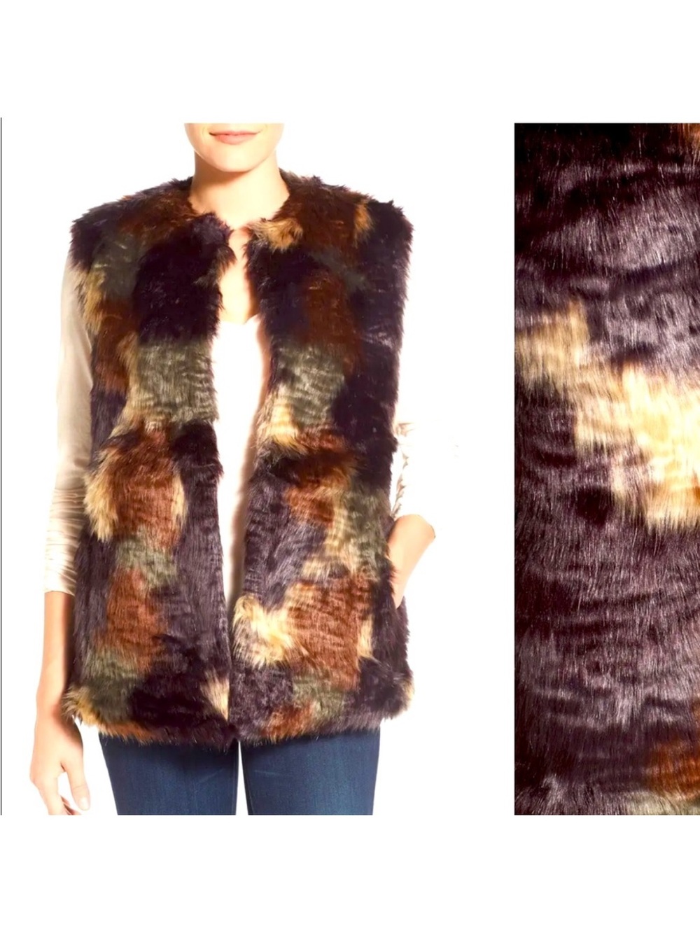 Women’s Bernardo Multi Color Faux Fur Vest